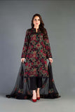 3 Piece Unstitched Heavy Embroidered Lawn Suit With Heavy Embroidered Bamber Chiffon Dupatta BR345