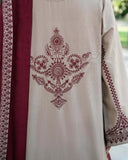 3 Piece Unstitched Heavy Embroidered Lawn Suit ( Embroidered Lawn Dupatta )KD-910