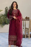 3 Piece Unstitched Heavy Embroidered Lawn Suit ( Four-sided Embroidered Organza Dupatta )QL-2685