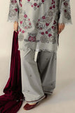 3 Piece Unstitched Heavy Embroidered Dhanak Suit ( Plain Dyed Dhanak Shawl )