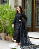 3 Piece Unstitched Heavy Embroidered Pure Lawn Suit With Heavy Embroidered Organza Dupatta NS32