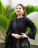 3 Piece Unstitched Heavy Embroidered Pure Lawn Suit With Heavy Embroidered Organza Dupatta NS32
