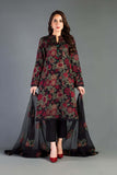 3 Piece Unstitched Heavy Embroidered Pure Lawn Suit With Heavy Embroidered Bamber Chiffon Dupatta BR345