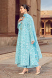 3 Piece Unstitched Heavy Embroidered Pure Lawn Suit with Heavy Embroidered Chiffon Dupatta BR 08