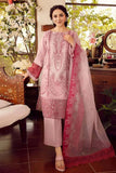 3 Piece Unstitched Heavy Embroidered Pure Lawn Suit with Heavy Embroidered Organza Dupatta RA 46