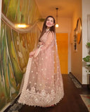 3 Piece Unstitched Heavy Embroidered Pure Lawn Suit with Heavy Embroidered Organza Dupatta LM54
