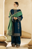 3 Piece Unstitched Heavy Embroidered Dhanak Wool Suit With Heavy Embroidered Dhanak Wool Shawl BR-840
