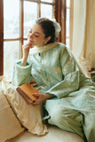 3 Piece Unstitched Heavy Embroidered Pure Lawn Suit with Fine Printed Silk Dupatta ZS49