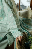 3 Piece Unstitched Heavy Embroidered Pure Lawn Suit with Fine Printed Silk Dupatta ZS49