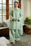 3 Piece Unstitched Heavy Embroidered Pure Lawn Suit with Fine Printed Silk Dupatta ZS49