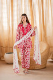3 Piece Unstitched Heavy Embroidered Pure Lawn Suit with Four Sided Embroidered Chiffon Dupatta BQ67