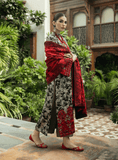 3 Piece Unstitched Heavy Embroidered Lawn Suit with Fine Printed Lawn Dupatta MB437