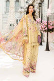 3 Piece Unstitched Heavy Embroidered Lawn Suit with Printed Silk Dupatta MB512A