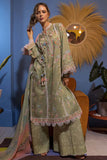 3 Piece Unstitched Embroidered Pure Lawn Suit with Fine Printed Silk Dupatta SN15