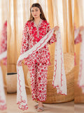 3 Piece Unstitched Heavy Embroidered Pure Lawn Suit with Four Sided Embroidered Chiffon Dupatta BQ67
