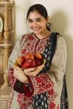 3 Piece Unstitched Heavy Embroidered Dhanak Suit with Printed Woolen Shawl ZS 57