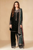 3 Piece Unstitched Heavy Embroidered Velvet Suit with Heavy Embroidered Chiffon Dupatta JZ 995