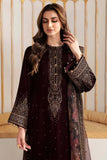 3 Piece Unstitched Heavy Embroidered Velvet Suit with Printed Organza Dupatta BQ-1015