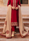 3 Piece Unstitched Heavy Embroidered Dhanak Suit with Embroidered Dhanak Wool Shawl ZK-970