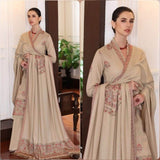 3 Piece Unstitched Heavy Embroidered Dhanak Suit with Heavy Embroidered Dhanak Wool Shawl BR-660
