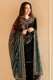3 Piece Unstitched Heavy Embroidered Velvet Suit with Heavy Embroidered Chiffon Dupatta JZ 995