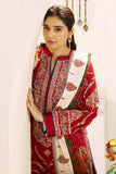3 Piece Unstitched Heavy Embroidered Dhanak Suit with Printed Woolen Shawl ZS 50B
