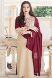 3 Piece Unstitched Heavy Embroidered Dhanak Suit with Heavy Embroidered Dhanak Shawl AS 25