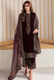 3 Piece Unstitched Heavy Embroidered Velvet Suit with Printed Organza Dupatta BQ-1015