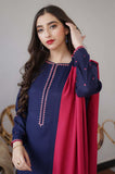 3 Piece Unstitched Heavy Embroidered Dhanak Suit with Embroidered Dhanak Wool Shawl BR 1146
