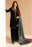 3 Piece Unstitched Heavy Embroidered Velvet Suit with Heavy Embroidered Chiffon Dupatta JZ 995