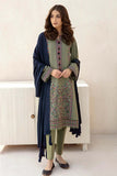 3 Piece Unstitched Heavy Embroidered Dhanak Suit with Dhanak Dyed Shawl JZ710