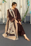 3 Piece Unstitched Heavy Embroidered Dhanak Suit with Printed Woolen Shawl BR-845B