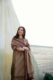 3 Piece Unstitched Heavy Embroidered Dhanak Suit with Printed Woolen Shawl with Four-sided Lace FL-895