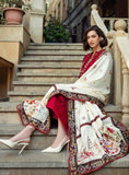 3 Piece Unstitched Heavy Embroidered Dhanak Wool Suit with Embroidered Printed Woolen Shawl MQ560