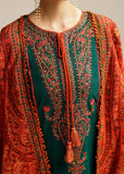3 Piece Unstitched Heavy Embroidered Dhanak Wool Suit with Printed Woolen Shawl SP525