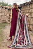 3 Piece Unstitched Heavy Embroidered Dhanak Wool Suit with Printed Woolen Shawl MB515